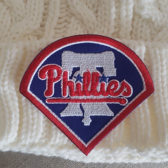 Vintage Philadelphia Phillies Patch Cable Knit Pom Pom Hat